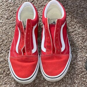 Vans Kids Red and White Slip-On Sneakers